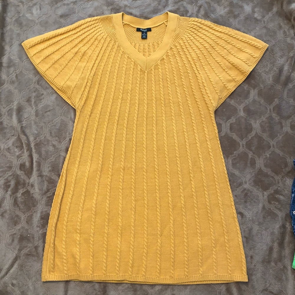 🦄 Style & Co Sweater cable knit dress mustard, 1X